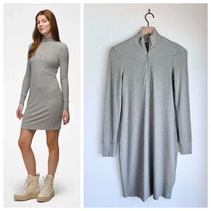 knee length dresses for ladies Baserange Wild Silk Long Sleeve Apron Dress, Prun Grey / Xs